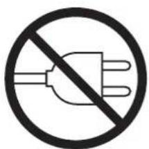Prohibition sign for an electrical plug, indicating no protection or disapproval