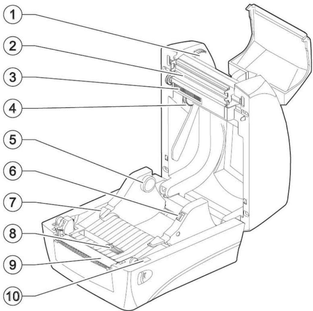 Technical diagram of a device with numbered parts for identification