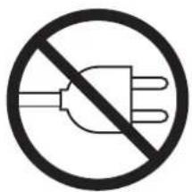 Prohibition sign for an electrical plug, indicating no protection or disapproval