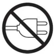 Prohibition sign with three plug symbol crossed out by a diagonal line, indicating no disconnection or prohibition.