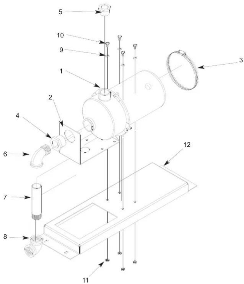 Technical diagram of a mechanical device with numbered components for identification