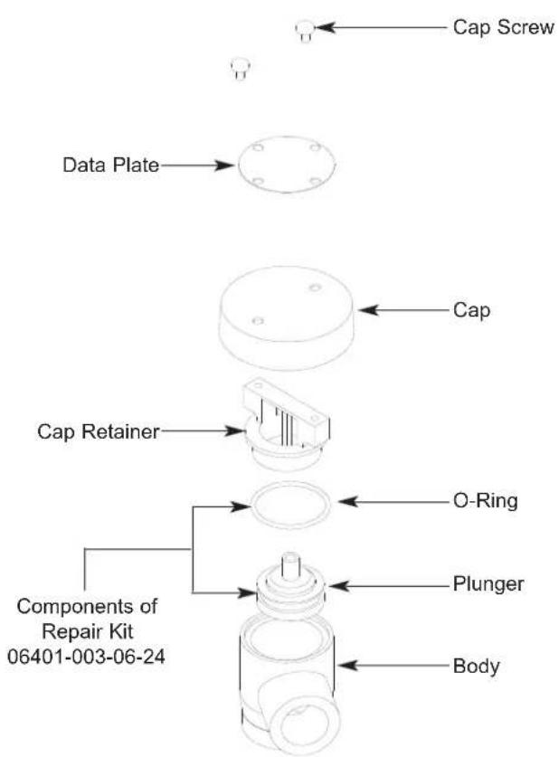 Cap Screw Data Plate Cap Cap Retainer O-Ring Plunger Body Components of Repair Kit 06401-003-06-24