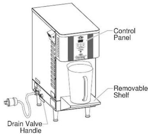 Control Panel Removable Shelf Drain Valve Handle