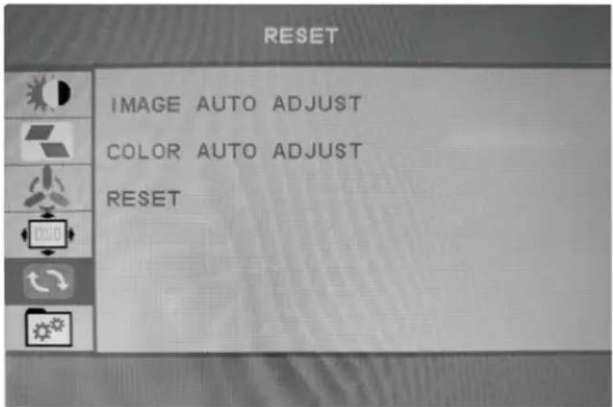 RESET IMAGE AUTO ADJUST COLOR AUTO ADJUST RESET