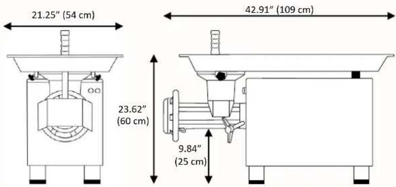 21.25" (54 cm) 42.91" (109 cm) 23.62" (60 cm) 9.84" (25 cm)