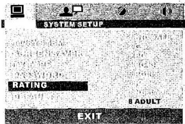 SYSTEM SETUP RATING 8 ADULT EXIT