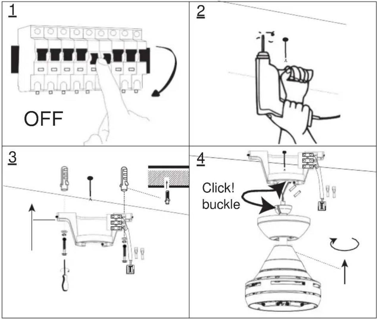 Evolar EVO-CF30MW - Installing the ceiling fan - 1