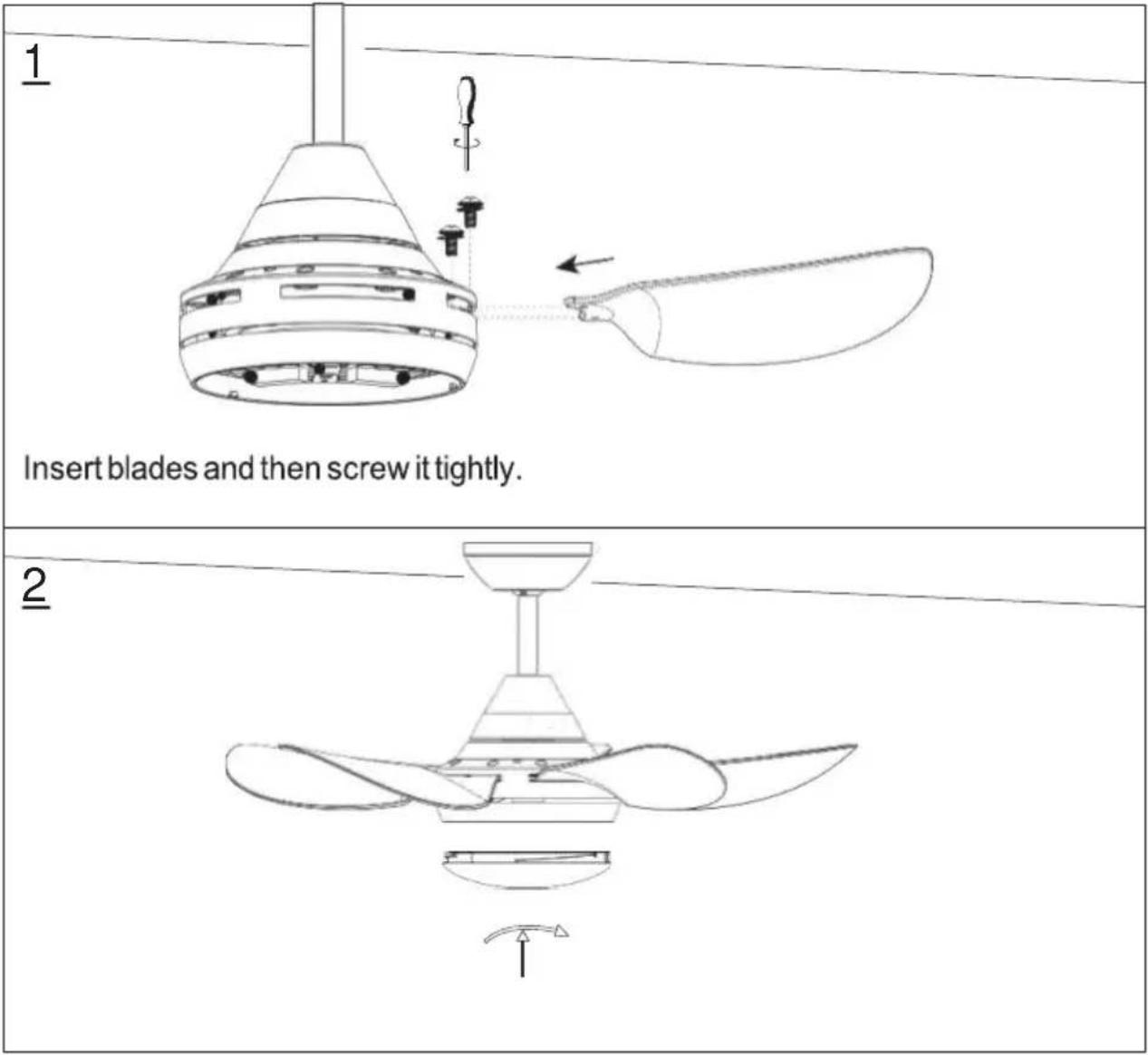 1 Insert blades and then screw it tightly. 2