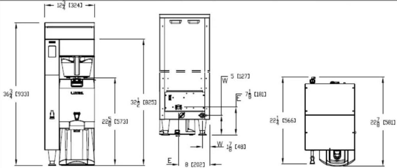 Fetco CBS-2152XTS2G - CBS-2150XTS Rough-in Drawings - 1