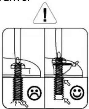 Safety warning diagram showing two different electrical insulator positions with warning symbols and a warning triangle