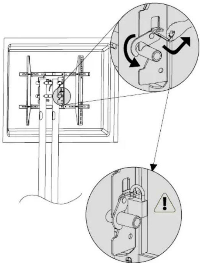 Technical diagram showing mechanical assembly with labeled components and directional arrows indicating rotation or adjustment.
