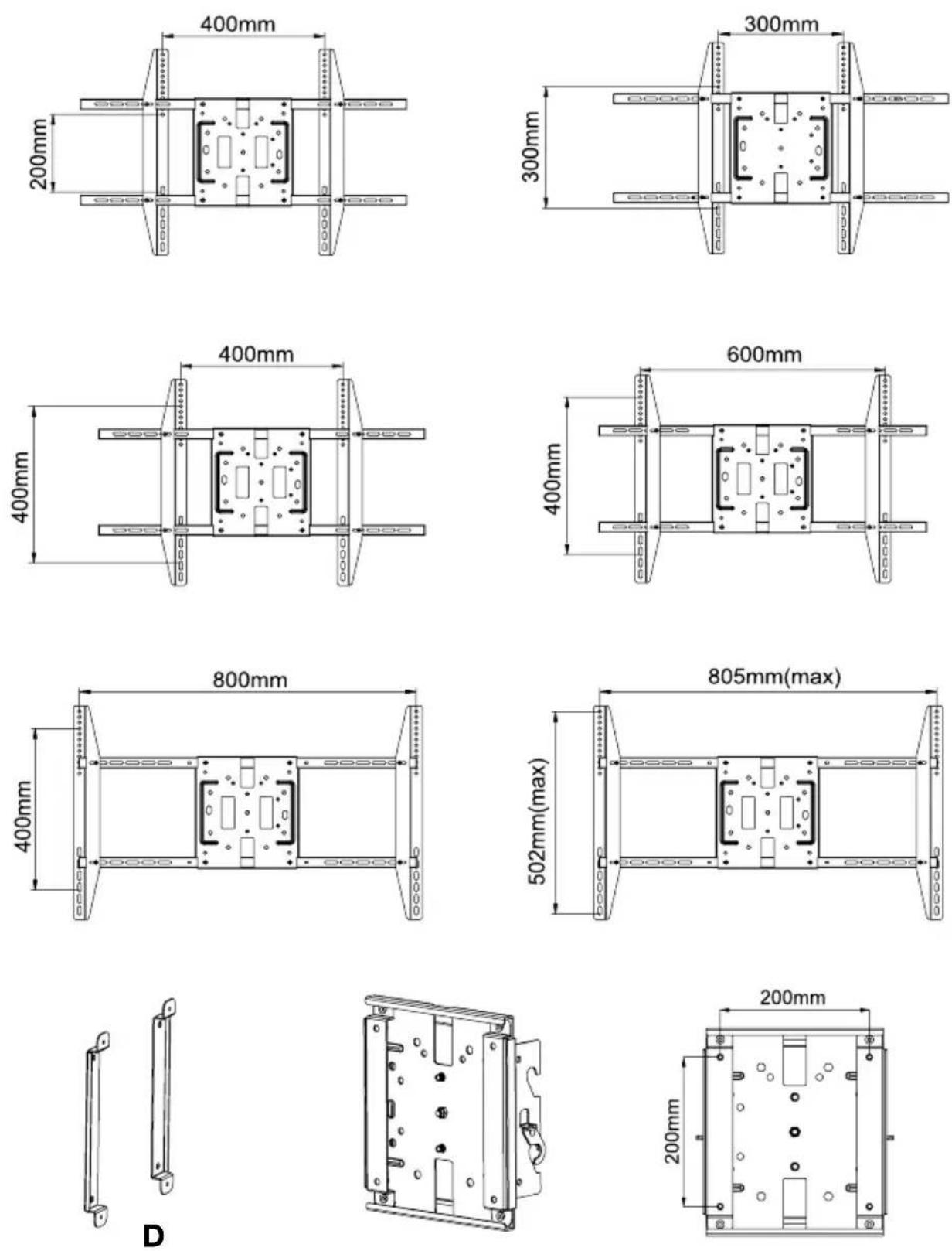 Luxor FP2500 - VESA mounting patterns - 1