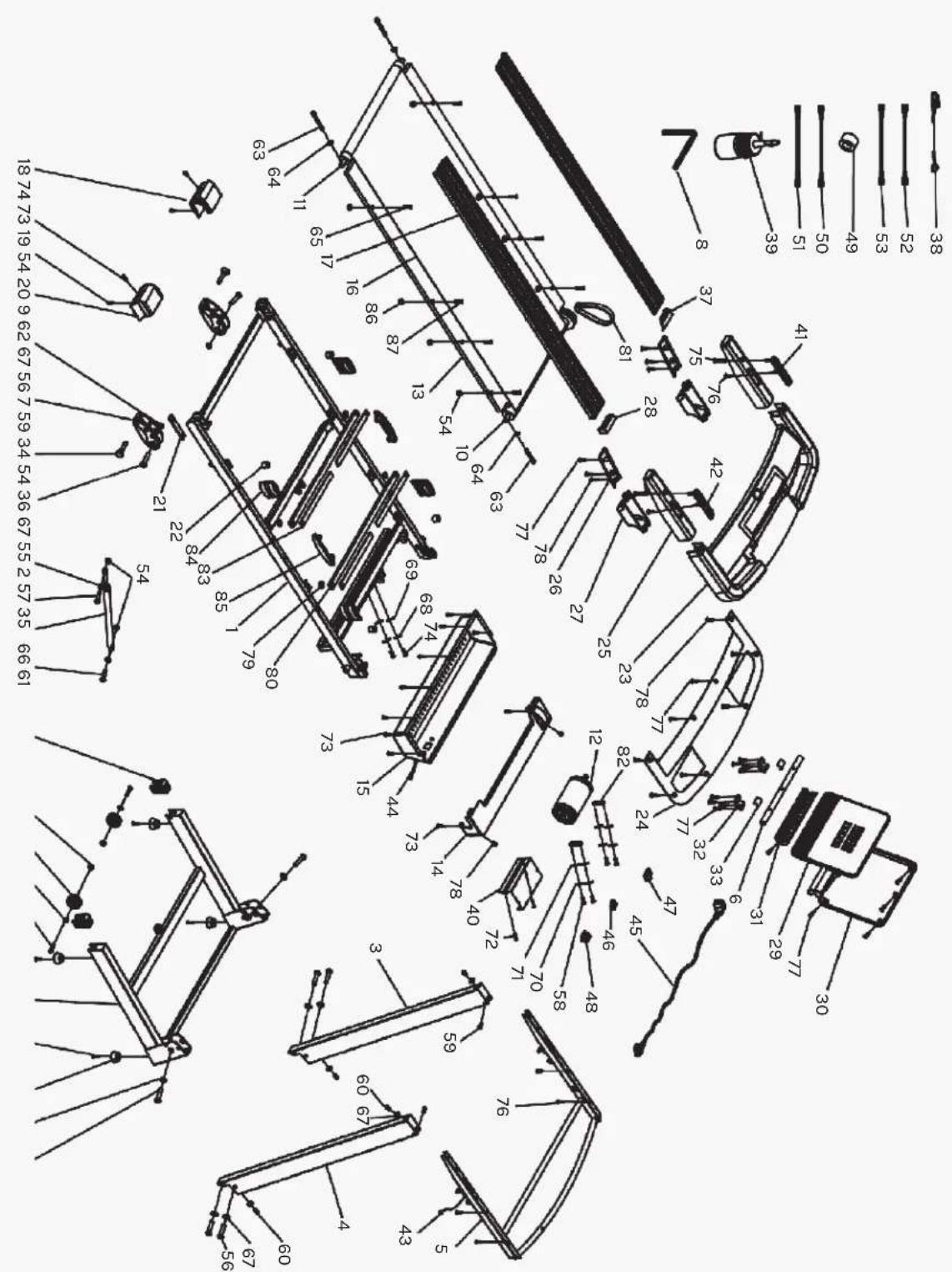 Technical diagram of a mechanical assembly with numbered components and labeled parts