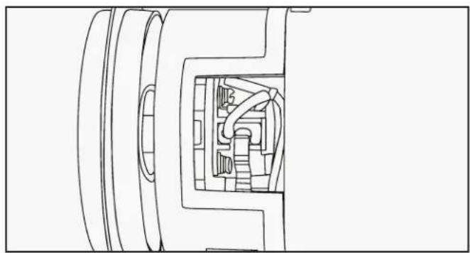 Technical line drawing of a mechanical assembly with internal components (no text or symbols)