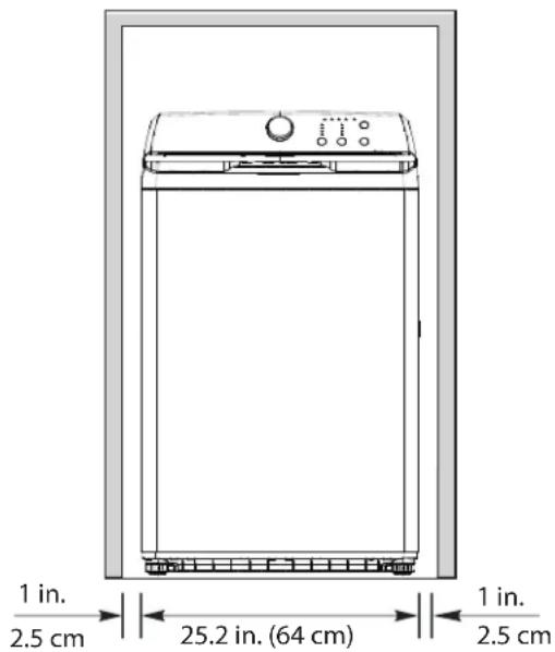 1 in. 2.5 cm 25.2 in. (64 cm) 1 in. 2.5 cm