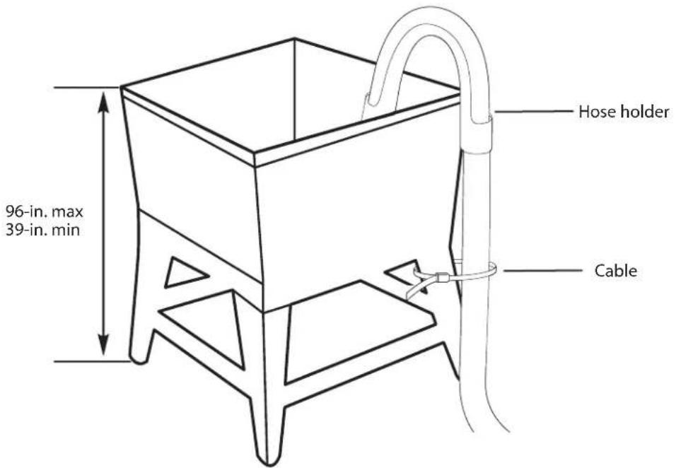 96-in. max 39-in. min Hose holder Cable