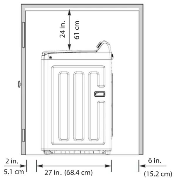 24 in. 61 cm 2 in. 5.1 cm 27 in. (68.4 cm) 6 in. (15.2 cm)