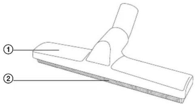 Technical diagram of a mechanical component with labeled parts ① and ②