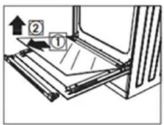 Diagram showing a mechanical assembly with labeled parts and directional arrows, including numbered annotations ① and ②.