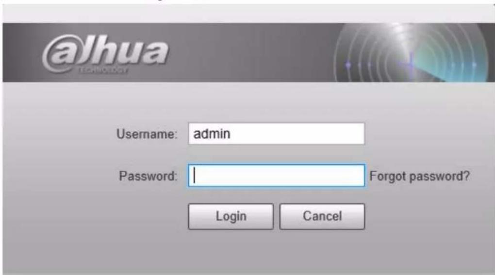 @lhua Security Username: admin Password: Forgot password? Login Cancel