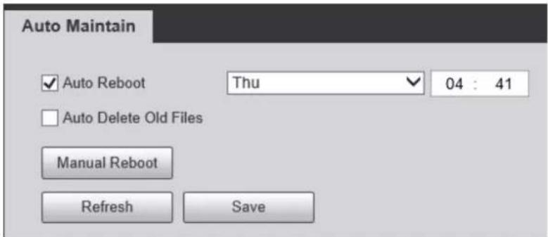 Auto Maintain ✓ Auto Reboot Thu 04 : 41 □ Auto Delete Old Files Manual Reboot Refresh Save