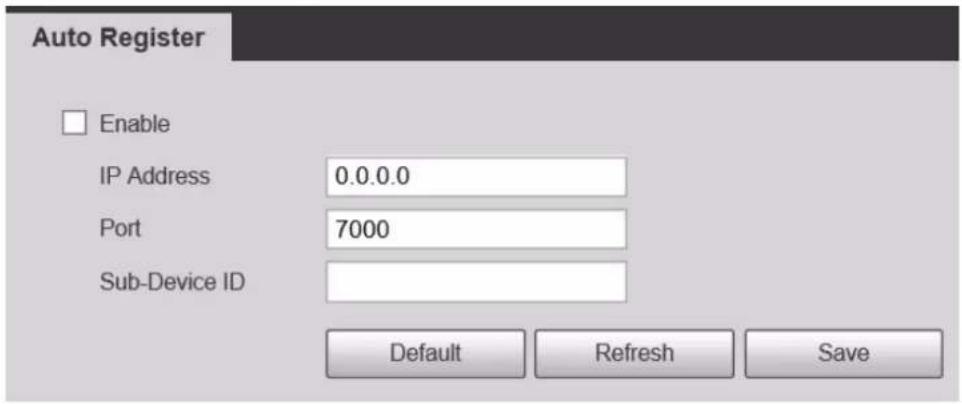 Auto Register Enable IP Address 0.0.0.0 Port 7000 Sub-Device ID Default Refresh Save