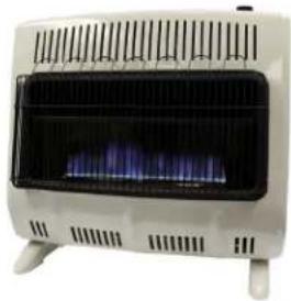 Front view of a white portable gas stove with blue liquid inside (no visible text or symbols)