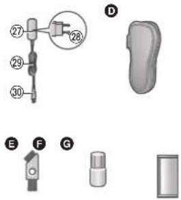 Technical diagram showing labeled mechanical components and parts, including a tool, part, and various assembly or assembly parts.