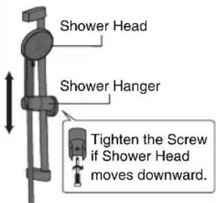 Shower Head Shower Hanger Tighten the Screw if Shower Head moves downward.