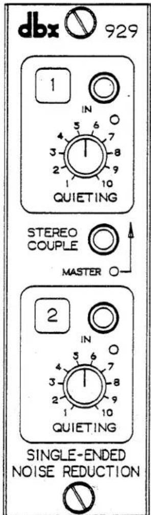 dbx 929 1 IN QUIETING STEREO COUPLE MASTER 2 IN QUIETING SINGLE-ENDED NOISE REDUCTION