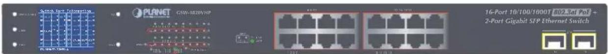 Switch Soft Indemnption PLANNET GSW-H20VHP 16-Port 10/100/1900T E02 S4f PoF + 2-Port Gigabit SFP Ethernet Switch
