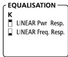 EQUALISATION K LINEAR Pwr Resp. LINEAR Freq. Resp.