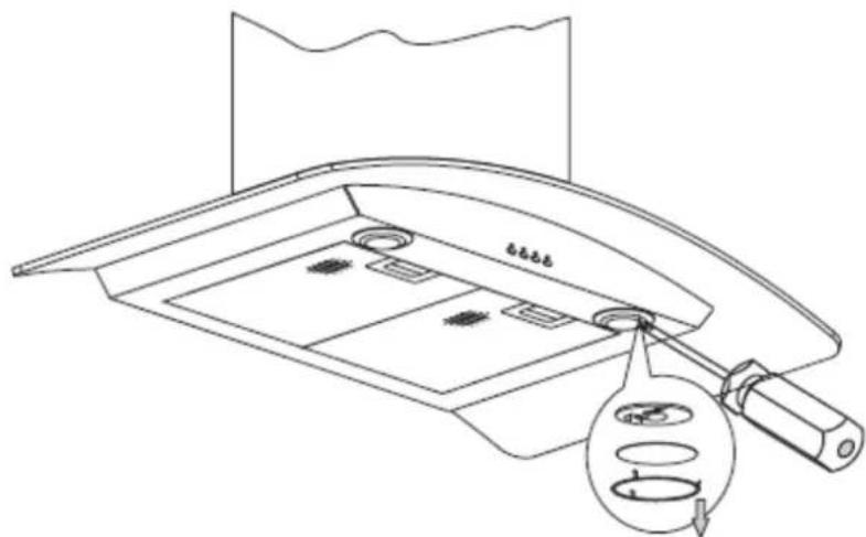 Technical diagram of a device with labeled parts and a magnified inset showing internal components.