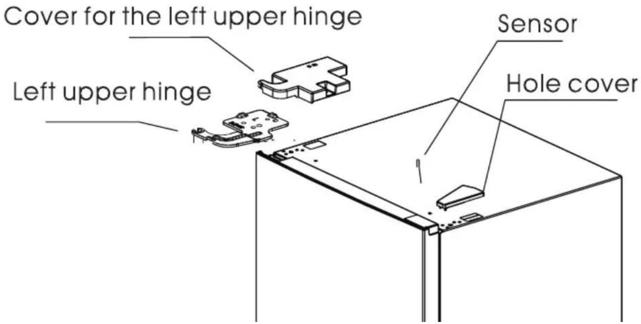 Cover for the left upper hinge Left upper hinge Sensor Hole cover