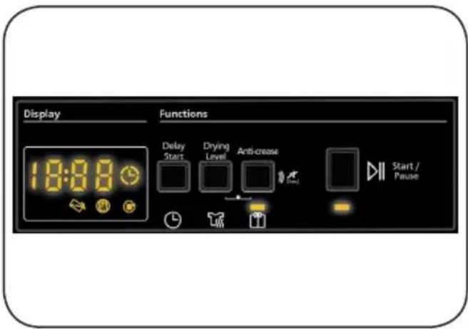 Display 18:00 Functions Delay Start Drying Level Anti-crease Start / Pause