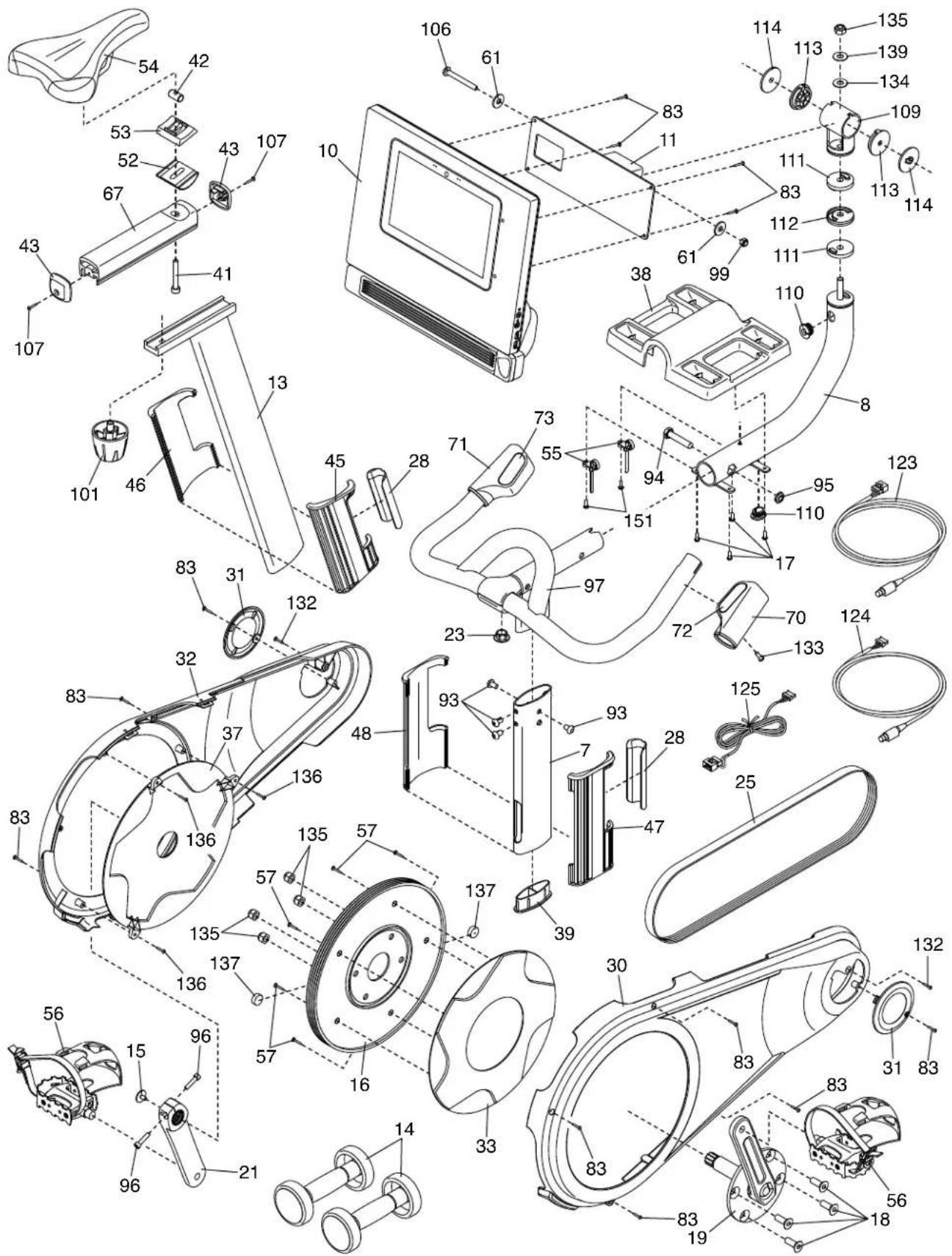 Exploded view diagram of a device with numbered parts for identification and assembly reference.