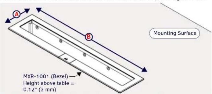 Mounting Surface MXR-1001 (Bezel) Height above table = 0.12" (3 mm)