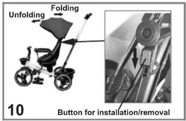 Unfolding Folding 10 Button for installation/removal