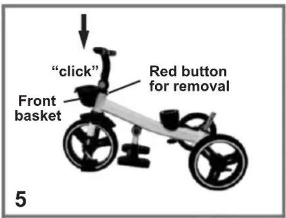 "click" Front basket Red button for removal 5
