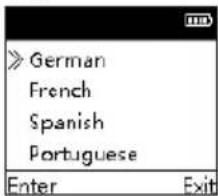 > German French Spanish Portuguese Enter Exit