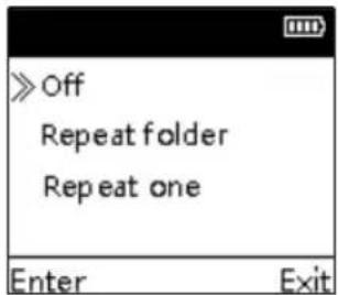 > Off Repeat folder Repeat one Enter Exit