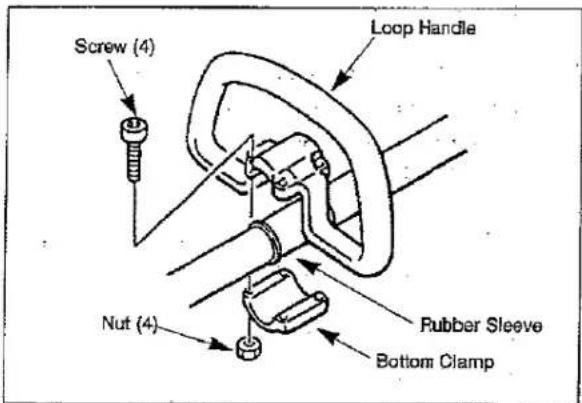 Screw (4) Loop Handle Nut (4) Rubber Sleeve Bottom Clamp