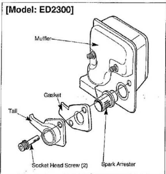 [Model: ED2300] Muffler Gasket Tall Socket Head Screw (2) Spark Arrester
