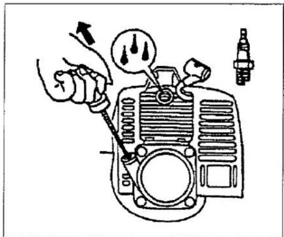 Diagram showing engine cylinder adjustment with labeled parts and directional arrows indicating motion
