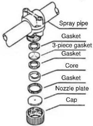 Spray pipe Gasket 3-piece gasket Gasket Core Gasket Nozzle plate Cap