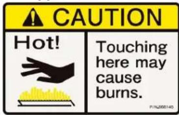 CAUTION Hot! Touching here may cause burns.
