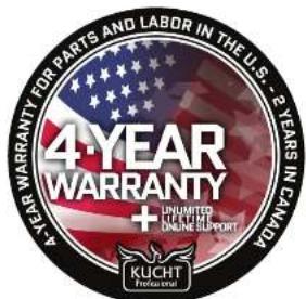 4-YEAR WARRANTY FOR PARTS AND LABOR IN THE U.S. - 2 YEARS IN CANADA 4-YEAR WARRANTY + UNLIMITED INCOME SUPPORT KUCHT Professional