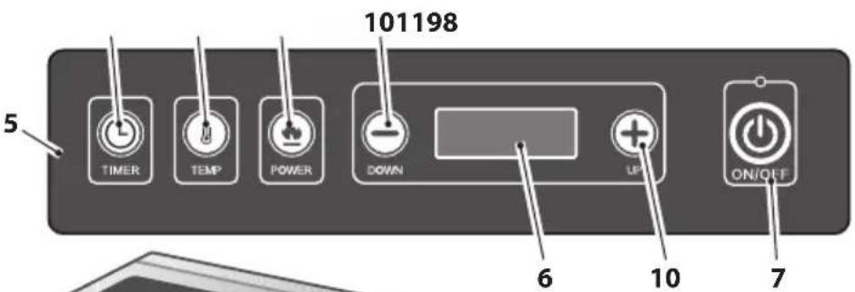101198 5 TIMER TEMP POWER DOWN UP ON/OFF 6 10 7