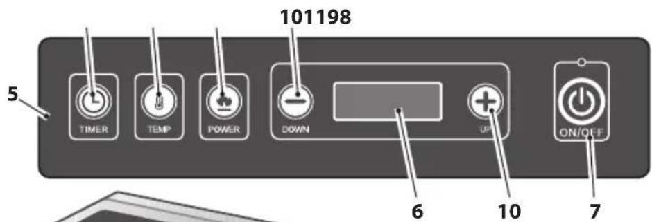 101198 5 TIMER TEMP POWER DOWN UP ON/OFF 6 10 7