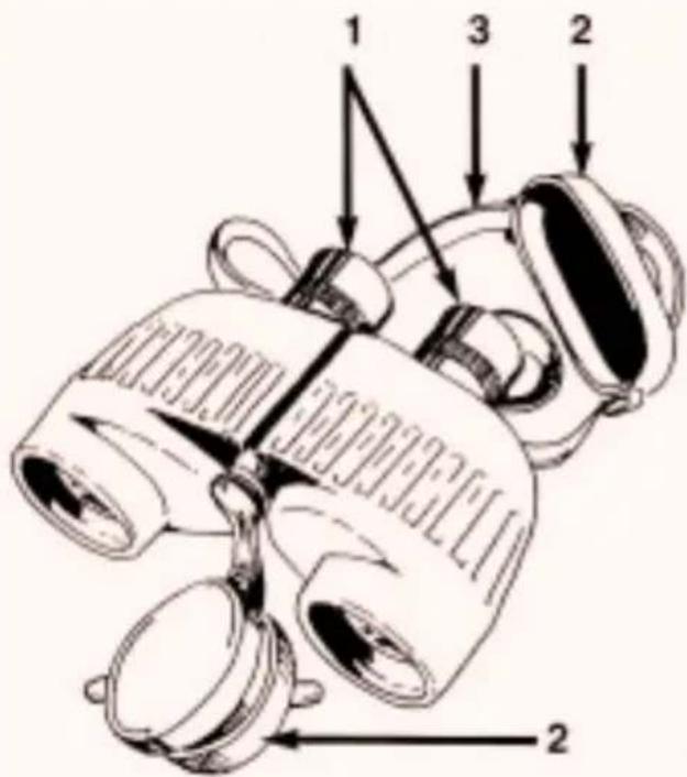 Technical diagram of a mechanical device with numbered parts labeled 1, 2, and 3